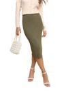 Wishlist Thick Ribbed Midi Back Slit Sweater Skirt In Olive In Green