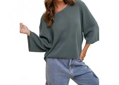 Wishlist Three-quarter Sleeve Drop Shoulder Sweater In Green