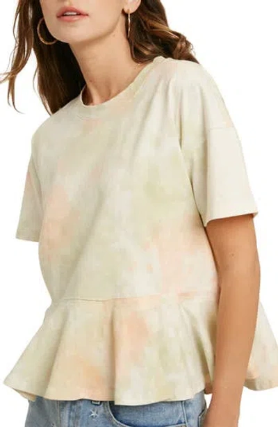 Wishlist Tie Dye Short Sleeve Peplum Top In Neutral