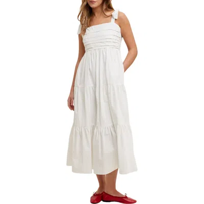 Wishlist Tie Strap Pleated Bodice Cotton Sundress In White