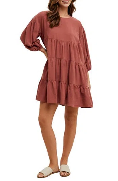 Wishlist Tiered Cotton Babydoll Dress In Pink