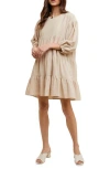 Wishlist Tiered Cotton Babydoll Dress In Neutral