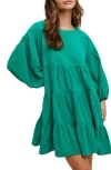Wishlist Tiered Cotton Babydoll Dress In Green