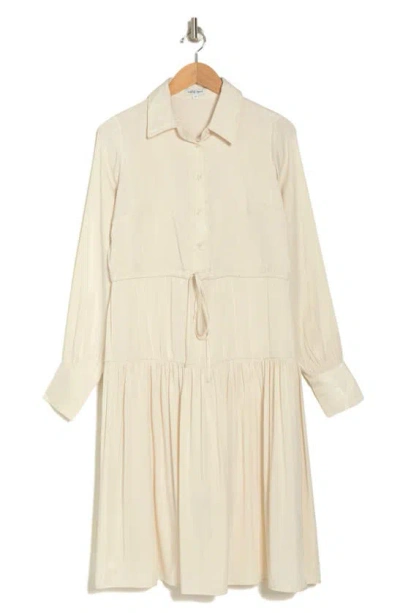 Wishlist Tiered Long Sleeve Shirtdress In White