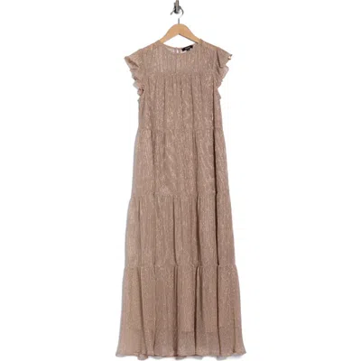 Wishlist Tiered Pleated Maxi Dress In Brown