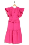 Wishlist Tiered Ruffle Midi Dress In Fuchsia