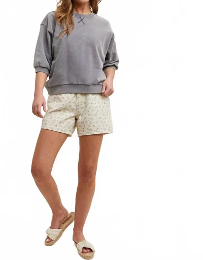 Wishlist Tina Crew Neck Terry Top In Charcoal In Pink