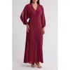 Wishlist V-neck Long Sleeve Maxi Dress In Burgundy
