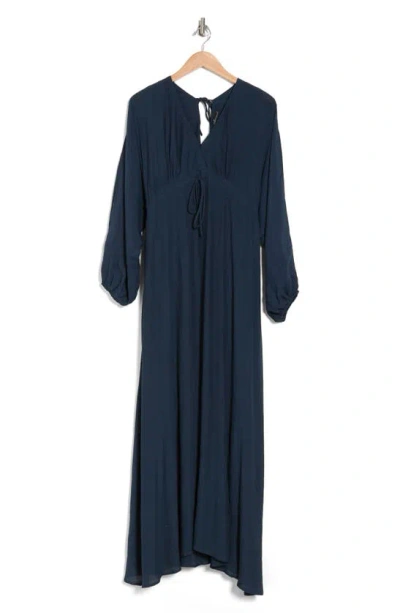 Wishlist V-neck Long Sleeve Maxi Dress In M Navy