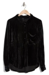 Wishlist Velour Button-up Shirt In Black