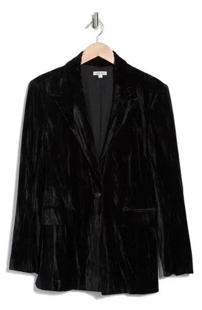 Wishlist Velvet One-button Blazer In Black