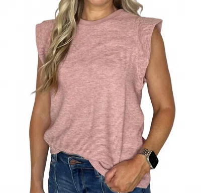 Wishlist Waffle Ruffle Sleeve Shirt In Rose In Pink