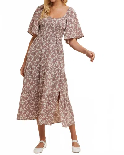 Wishlist Willow Midi Dress In Brown Floral In Multi