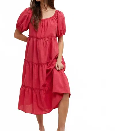 Wishlist Wilma Gingham Tiered Midi Dress In Red/pink