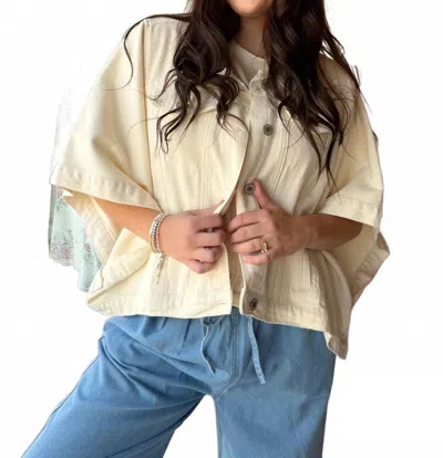 Wishlist Women's Denim Poncho Jacket In Ecru In Yellow