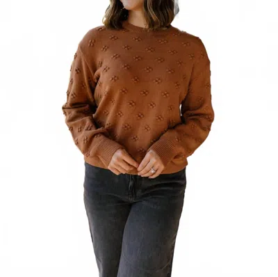 Wishlist Women's Emilee Pom Pom Sweater Top In Brick In Brown
