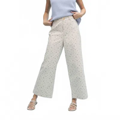 Wishlist Women's Lulu Floral Print Wide Leg Pants In Taupe In White