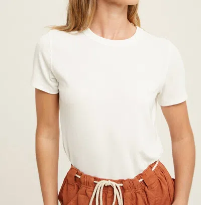 Wishlist Women's Ribbed Knit Basic Top In White In Neutral