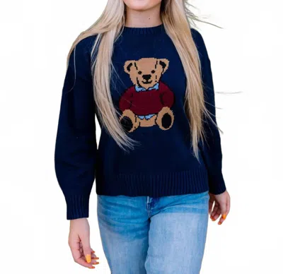 Wishlist Women's Teddy Bear Graphic Sweater In Navy In Blue
