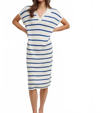 Wishlist Yara Striped Midi Dress In White/navy