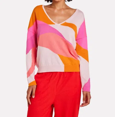 Wispr Abstract Reversible Sweater In Rose Petal In Multi