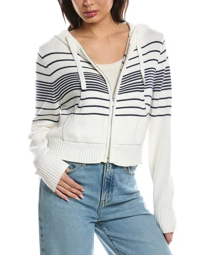 Wispr Beach Stripe Cropped Hoodie In White