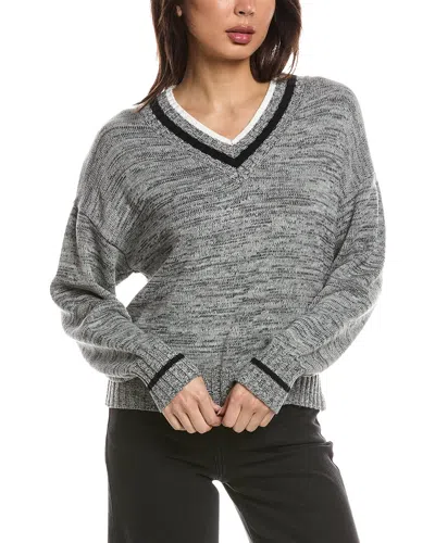 Wispr Bi-color V-neck Sweater In Gray
