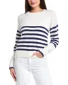 Wispr Stripe Round Neck Sweater In Ice Water And Insignia Blue In White