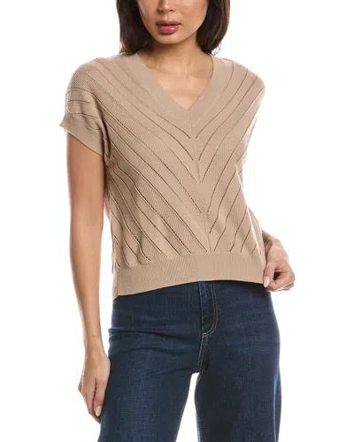 Wispr Chevron Mix Stitch T-shirt In Brown