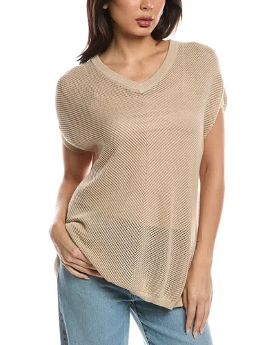 Wispr Chevron Pointelle Bronte Silk-blend Top In Brown