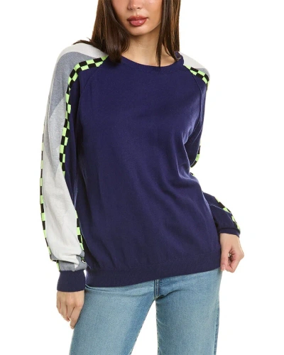 Wispr Chevron Stripe Silk-blend Sweater In Blue