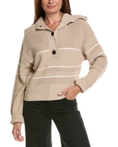 Wispr Chevron Stripe Silk-blend Hoodie In Brown
