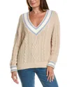 Wispr Chevron Stripe Silk-blend Sweater In Neutral