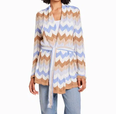 Wispr Chevron Wrap Cardigan In Blue