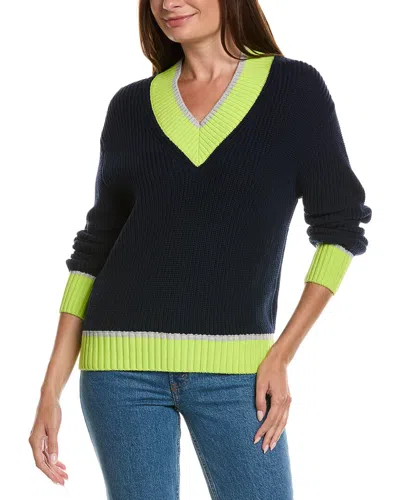 Wispr Chunky Tipped High V-neck Sweater In Black