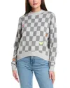 Wispr Cleo Checkerboard Silk-blend Sweater In Gray