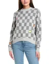 Wispr Cleo Checkerboard Silk-blend Sweater In Gray