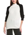 Wispr Colorblock Funnel Silk-blend Sweater In Black