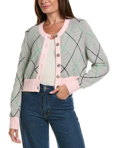 Wispr Contrast Diamond Stitch Cardigan In Multi