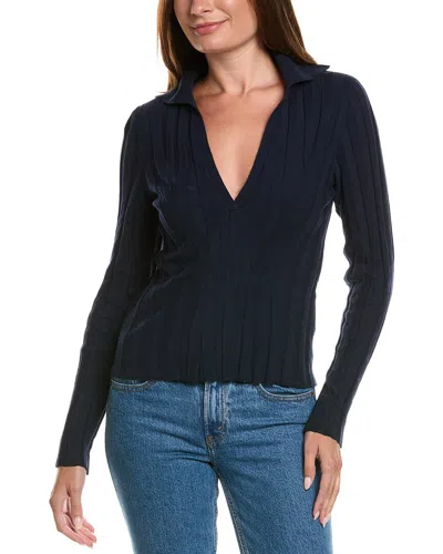 Wispr Embroidered Floral Crewneck Silk-blend Sweater In Blue