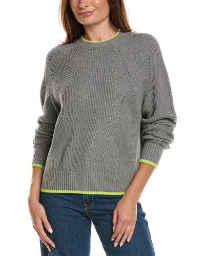 Wispr Embroidered Floral Silk-blend Sweater In Gray