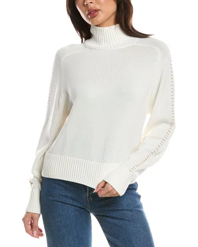 Wispr Embroidery Mock Neck Sweater In White