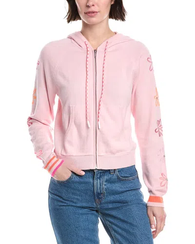 Wispr Floral Embroidery Silk-blend Hoodie In Pink