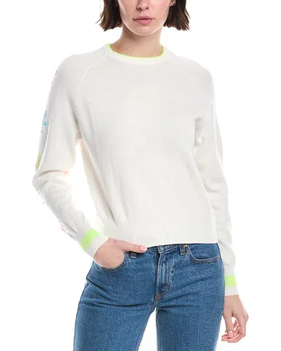 Wispr Floral Embroidery Silk-blend Sweater In White