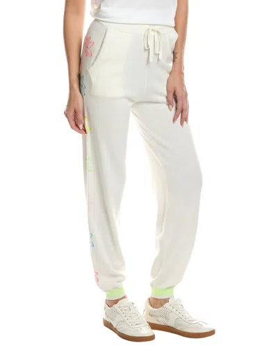 Wispr Floral Embroidery Silk-blend Jogger In White
