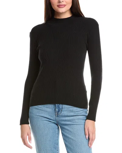 Wispr Francie Mock Neck Silk-blend Sweater In Black