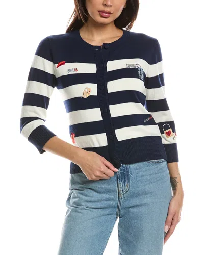 Wispr French Embroidery Stripe Cardigan In Multi