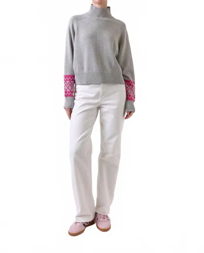 Wispr Geo Mockneck Sweater In Grey Haze In Green