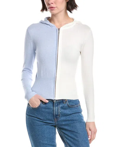 Wispr Half And Half Fitted Silk-blend Hoodie In Blue