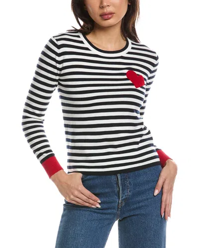 Wispr Heart Embroidery Stripe Crewneck Sweater In Multi